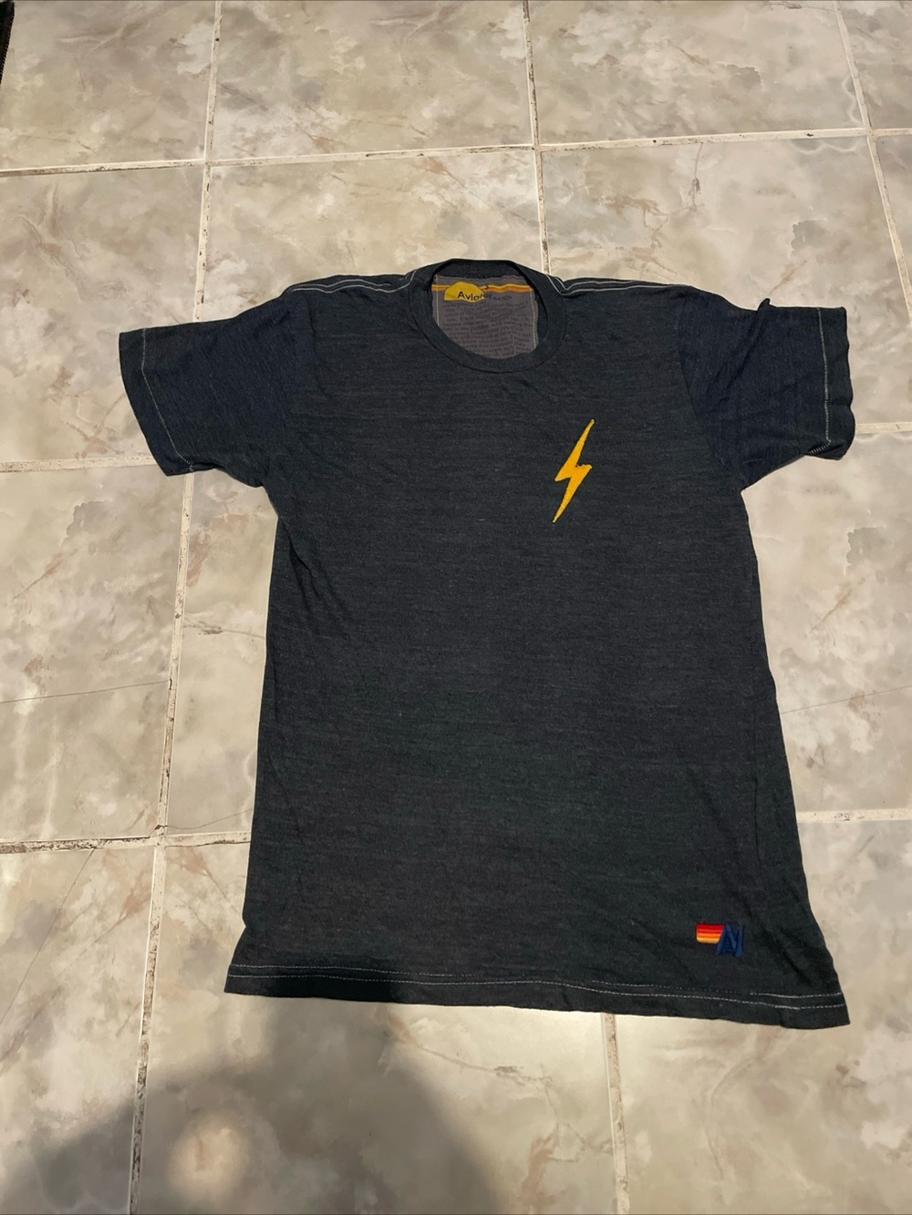 Aviator Nation Lightning Bolt Stitch Crewneck T-Shirt SZ Small